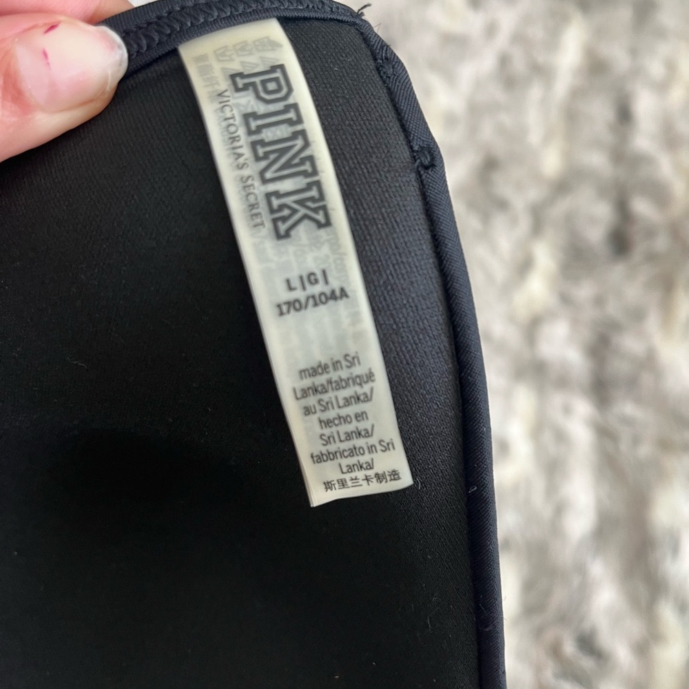 PINK Victorias Secret black floral bikini top size large - Picture 4 of 4